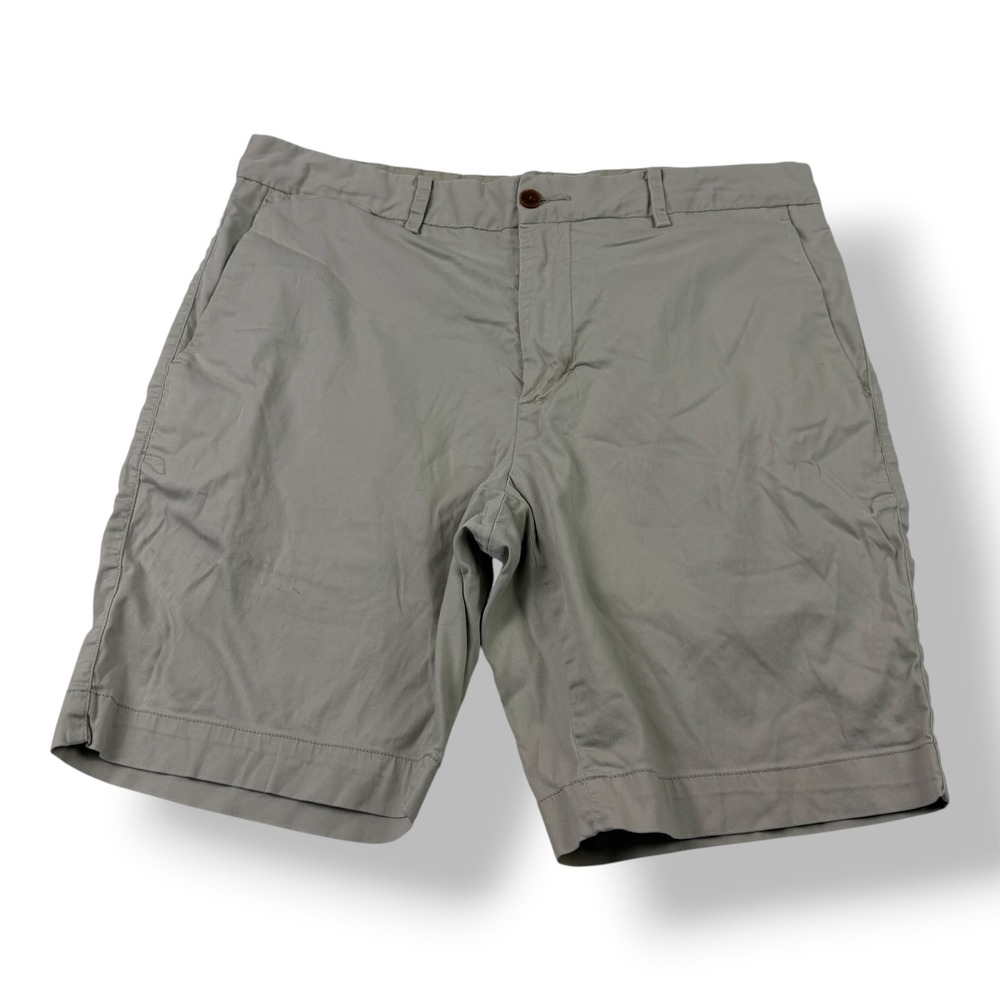 B. Draddy‎ Men 33 Khaki Tencel Cotton Blend Flat Front Chino Shorts Stone Gray
